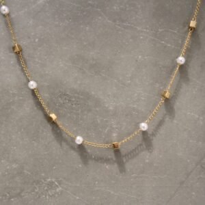 Cube and Pearls Necklace