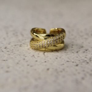 Pavé Gold Crossover Ring