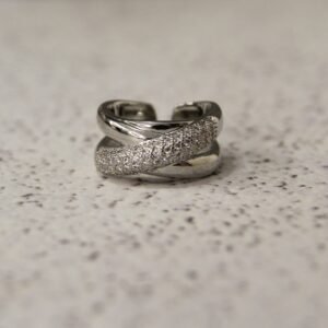 Pavé White Crossover Ring