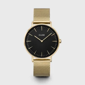 Boho Chic Watch Mesh, Black, Gold Colour