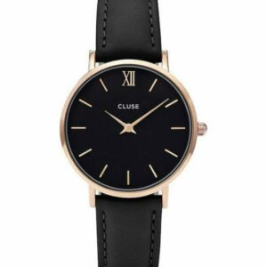 CLUSE Minuit Leather Rose Gold Black/Black 