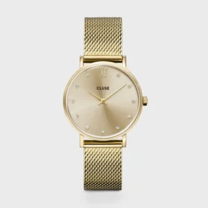 Minuit Watch Mesh Crystals, Full Gold Colour