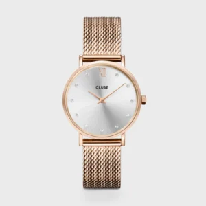 Minuit Watch Mesh Crystals, Silver Colour, Rose Gold Colour