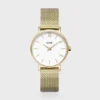 Minuit Watch Mesh, White, Gold Colour