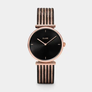 Triomphe Watch Mesh, Black, Rose Gold Colour